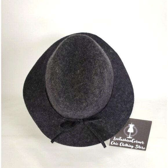 Banana Republic Gray 100% Wool Fedora Hat with Black Trim S/M 1529 - Picture 5 of 13